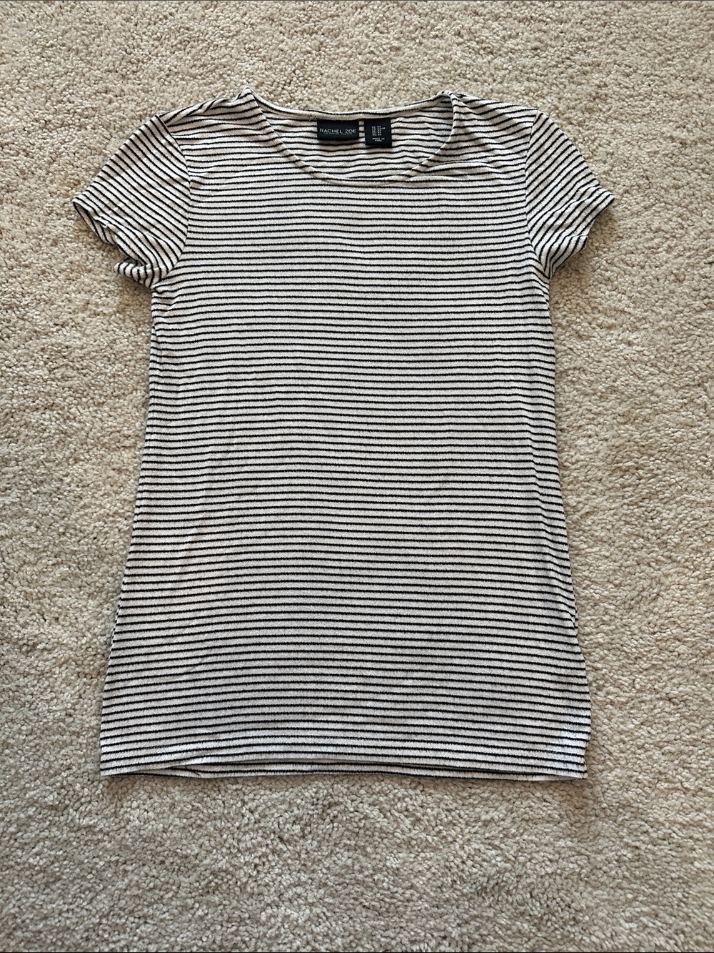 Rachel Zoe Black & White Striped Short Sleeve Tee